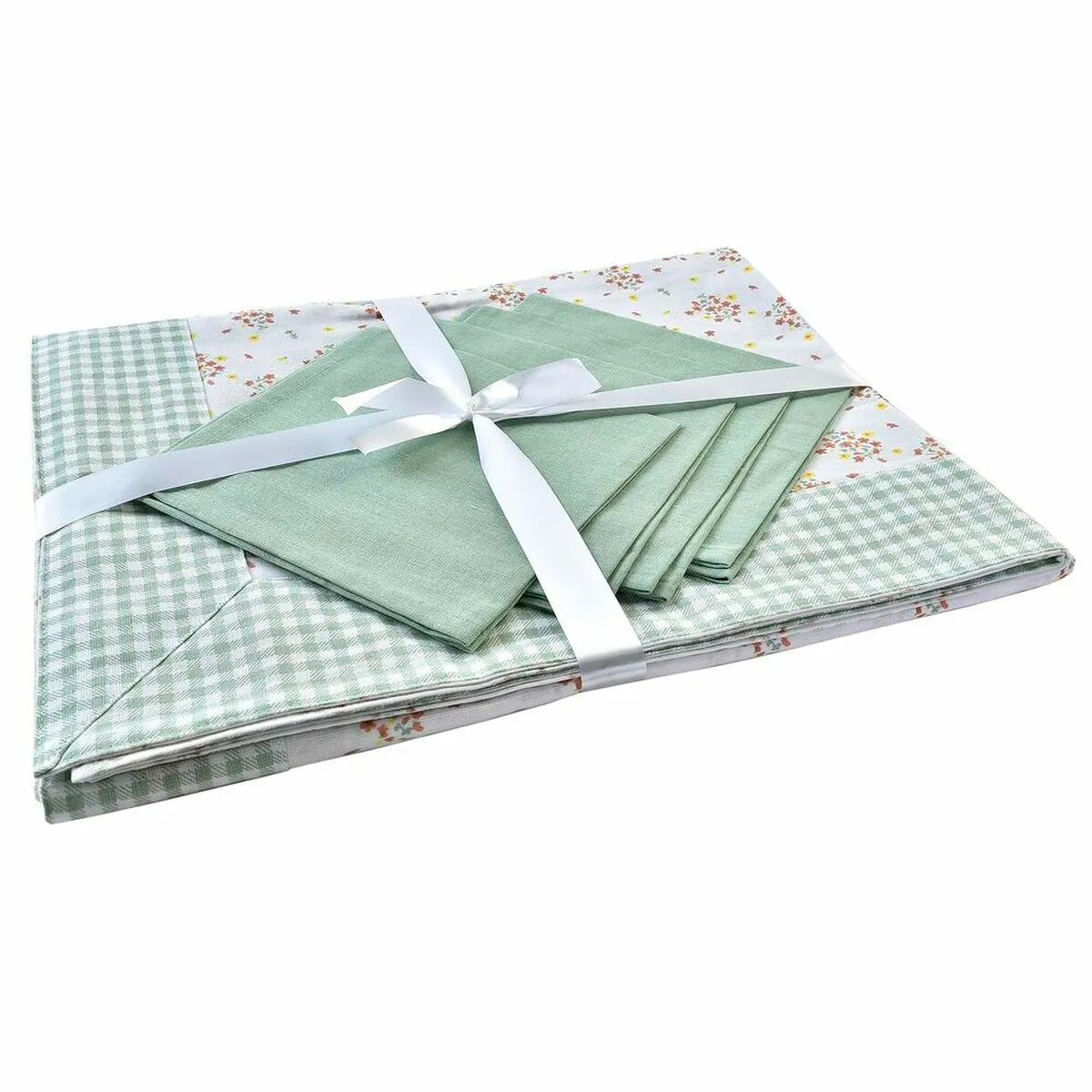 Set biancheria da tavola DKD Home Decor Fiori Verde 150 x 150 x 0,5 cm