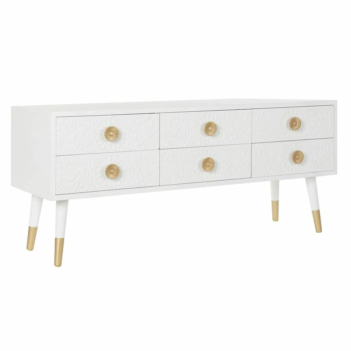 Mobile TV DKD Home Decor Bianco Dorato Abete Legno MDF 120 x 42 x 54 cm