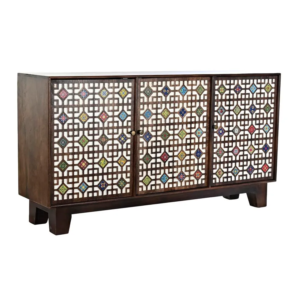 Credenza DKD Home Decor Marrone scuro Multicolore Legno di mango