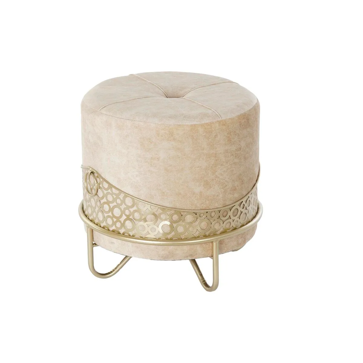 Poggiapiedi DKD Home Decor Beige Dorato Metallo 43 x 43 x 43 cm