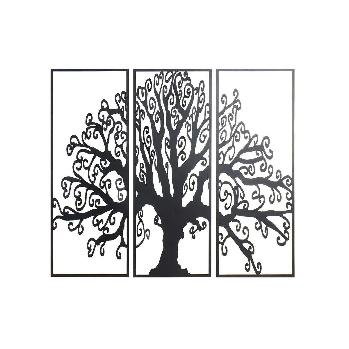 Decorazione da Parete DKD Home Decor 3 Pezzi Nero Albero Metallo (105 x 1,3 x 91 cm)