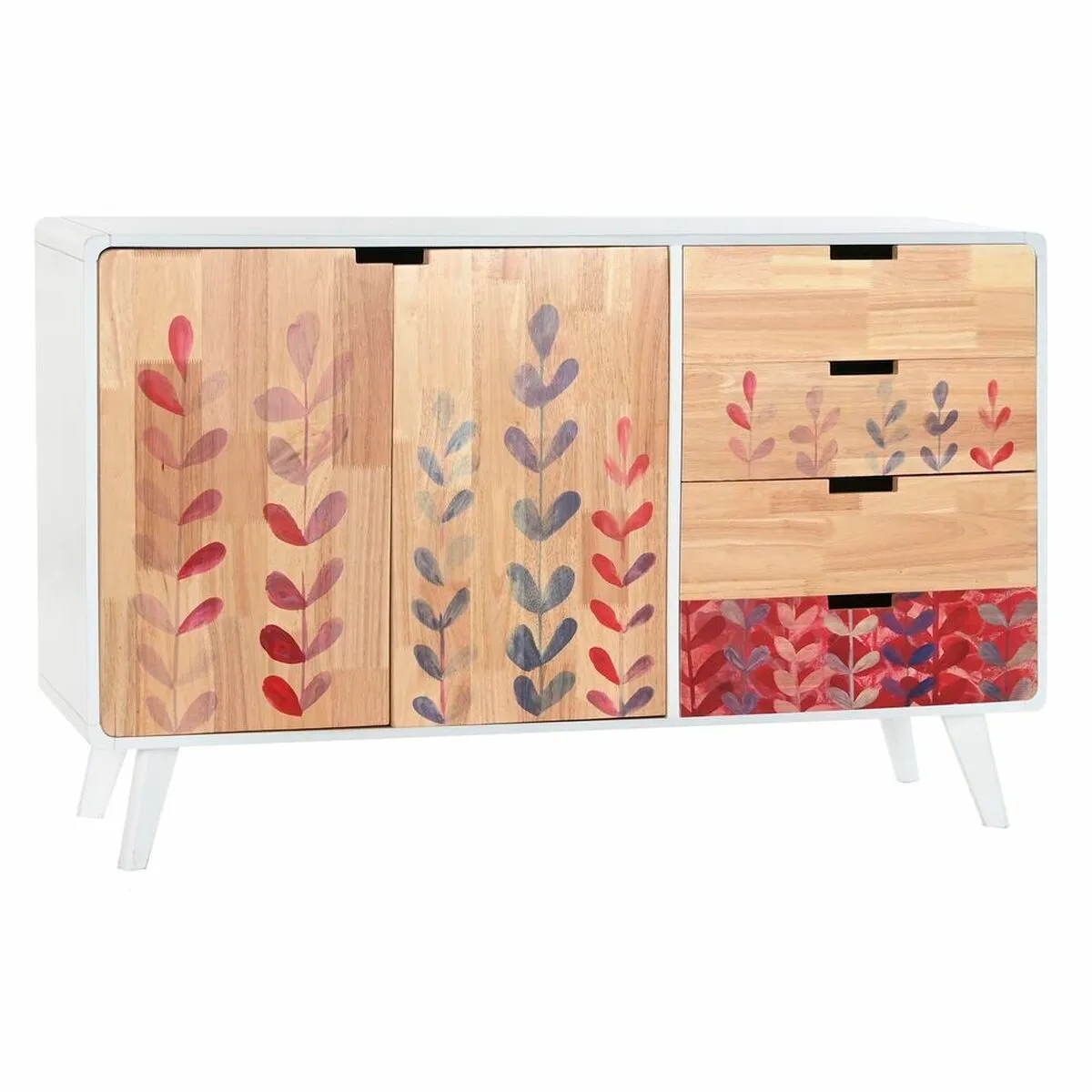 Credenza DKD Home Decor   Naturale Legno d'albero della gomma Bianco Rosso Granato 120 x 30 x 75 cm