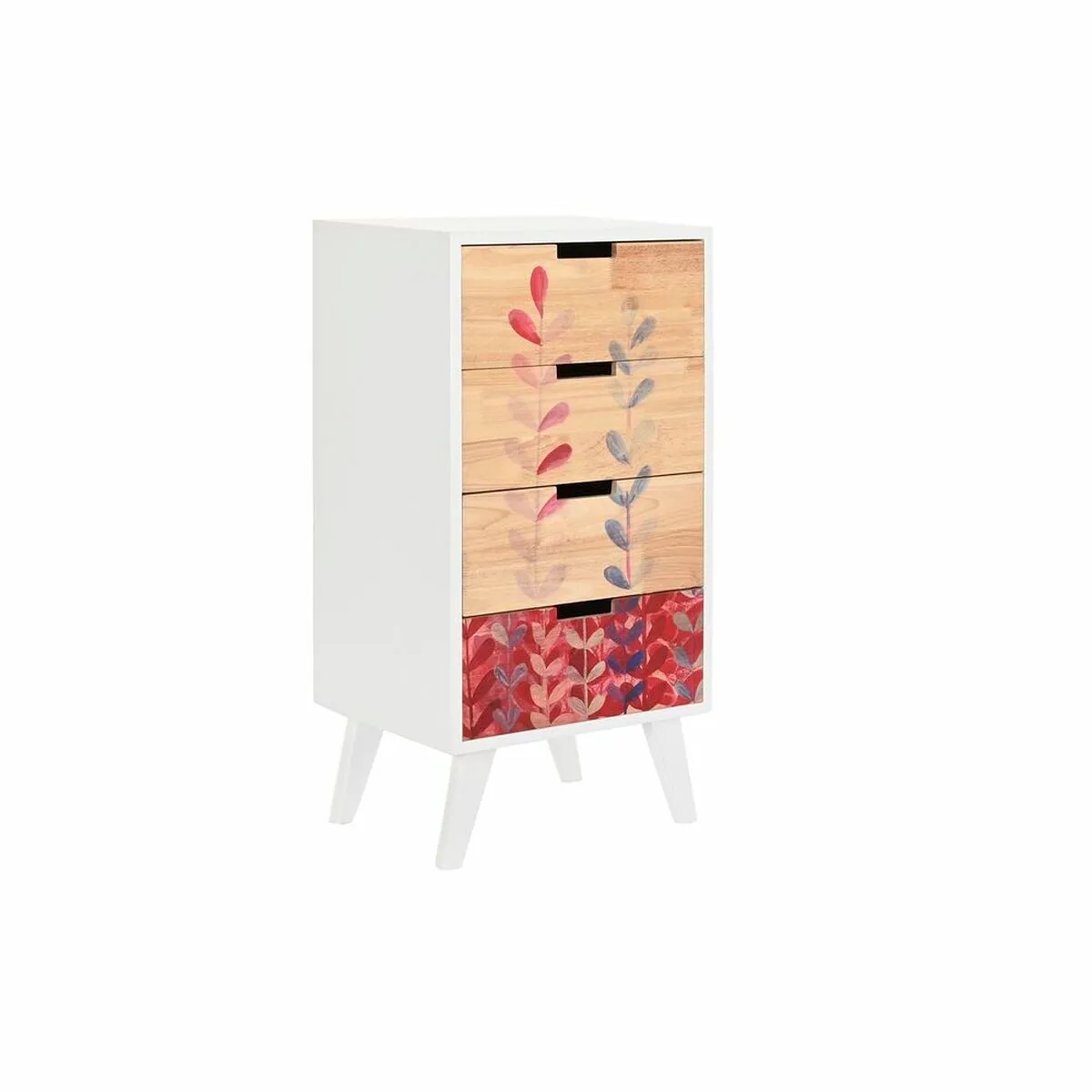 Cassettiera DKD Home Decor Naturale Legno d'albero della gomma Bianco Rosso Granato Legno di  paulownia (40 x 30 x 78 cm)