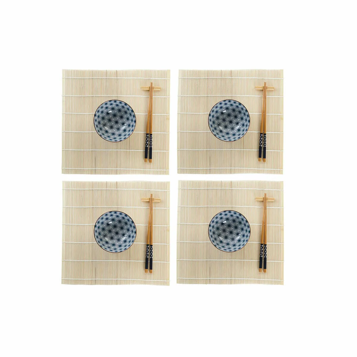 Set per Sushi DKD Home Decor 14,5 x 14,5 x 31 cm Azzurro Gres Orientale (16 Pezzi)