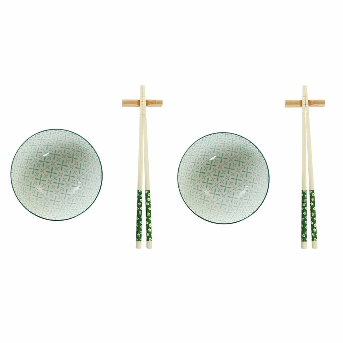 Set per Sushi DKD Home Decor Bambù Gres Bianco Verde Orientale 30 x 21 x 7 cm (6 Pezzi)