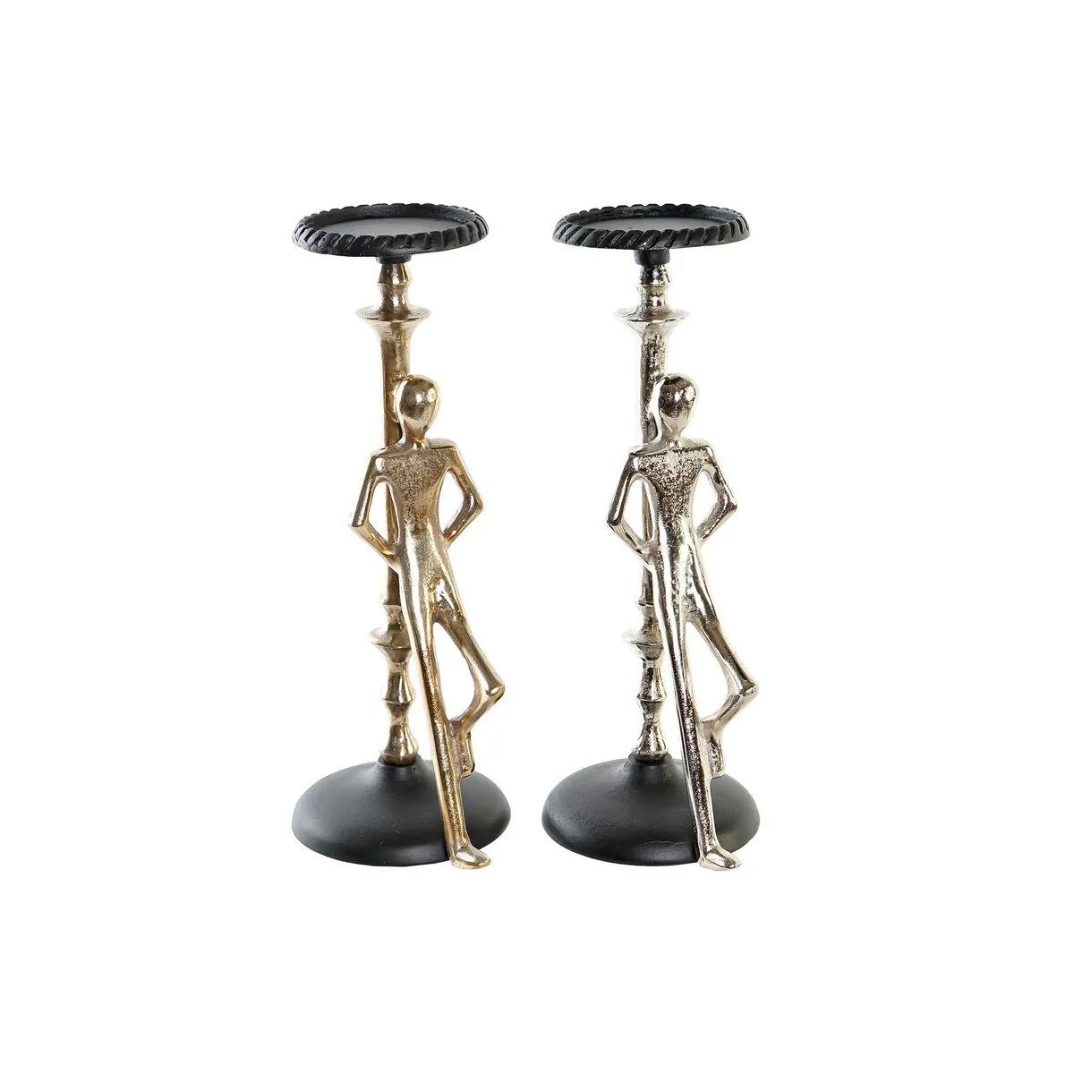 Candelabro DKD Home Decor 15 x 20 x 41 cm Champagne Nero Alluminio Moderno (2 Unità)