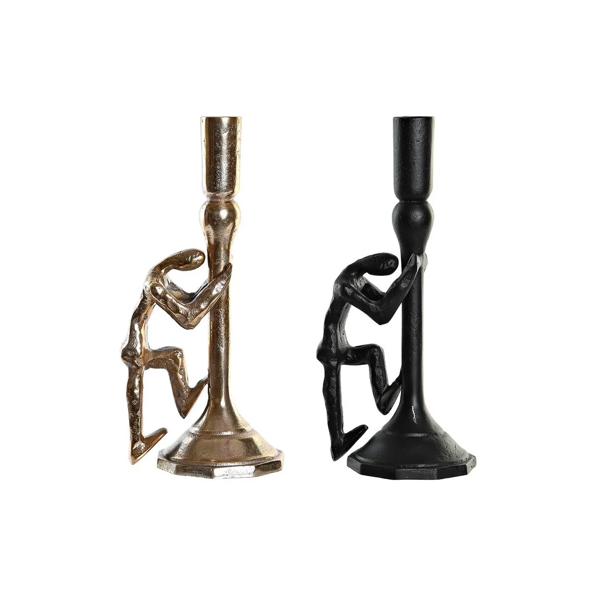 Candelabro DKD Home Decor 12 x 10 x 27 cm Champagne Nero Alluminio Moderno (2 Unità)