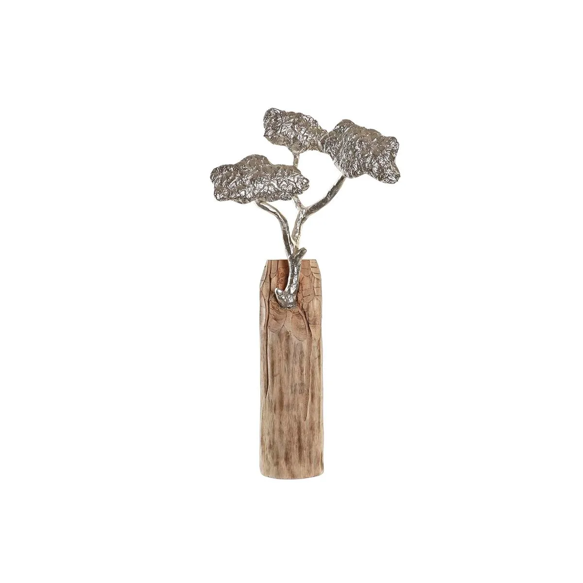 Statua Decorativa DKD Home Decor Tronco Argentato Albero Marrone Alluminio Coloniale Legno di mango (26 x 11 x 51 cm)