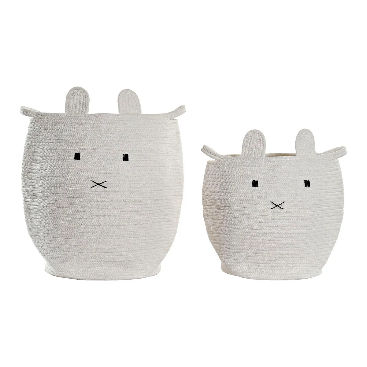 Set di Cesti DKD Home Decor Bianco Animale Cotone Per bambini (2 Pezzi) (35 x 35 x 49 cm)