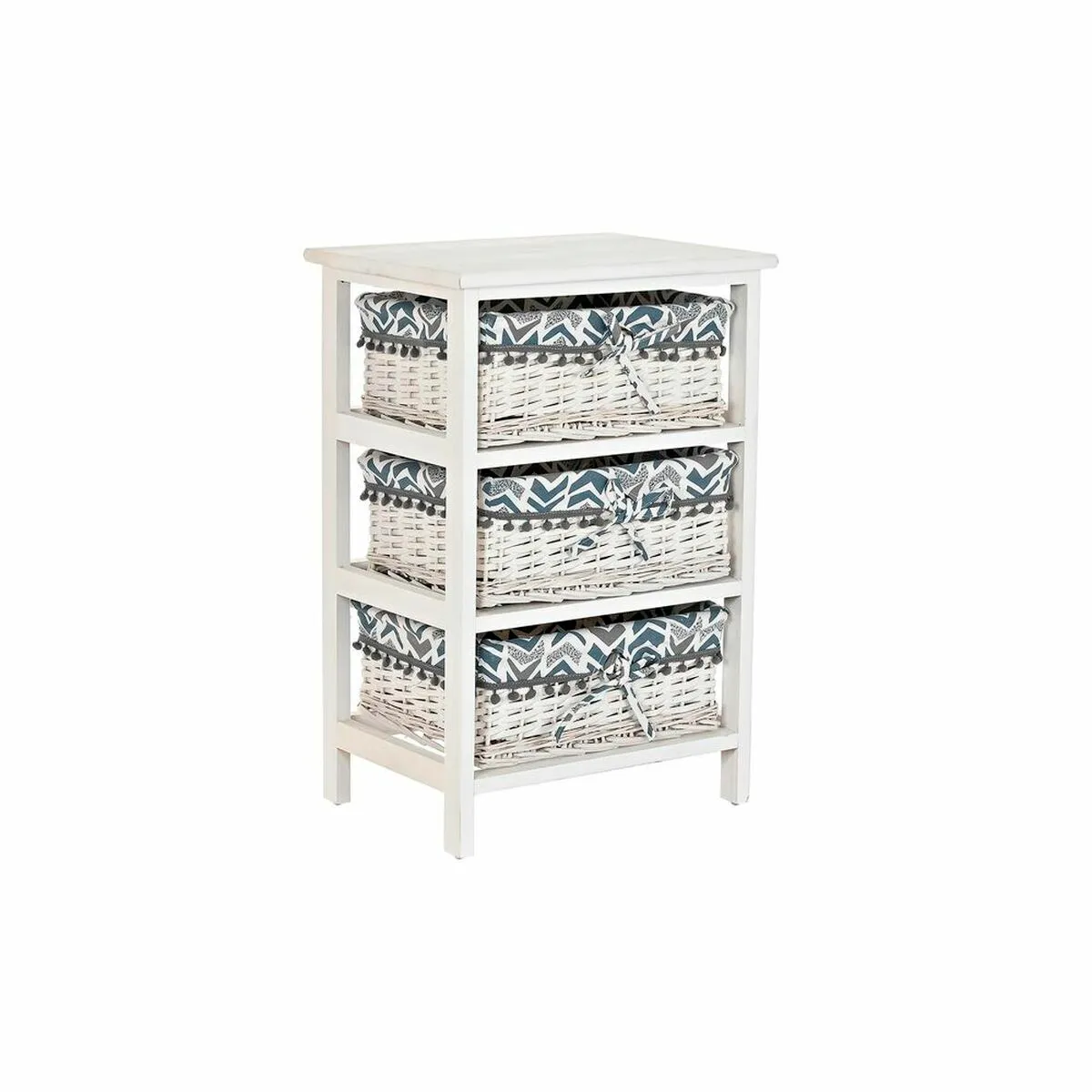 Cassettiera DKD Home Decor Azzurro Bianco vimini Legno di  paulownia (40 x 29 x 59 cm)