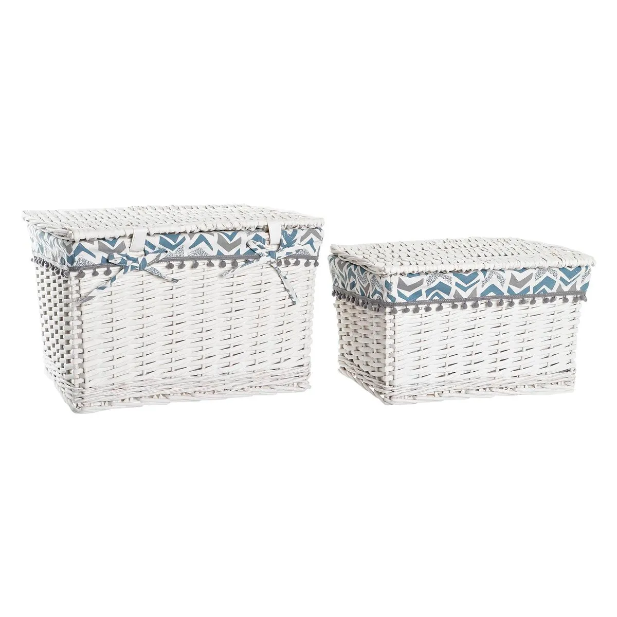 Set di Cestini DKD Home Decor Poliestere vimini (45 x 35 x 30 cm)