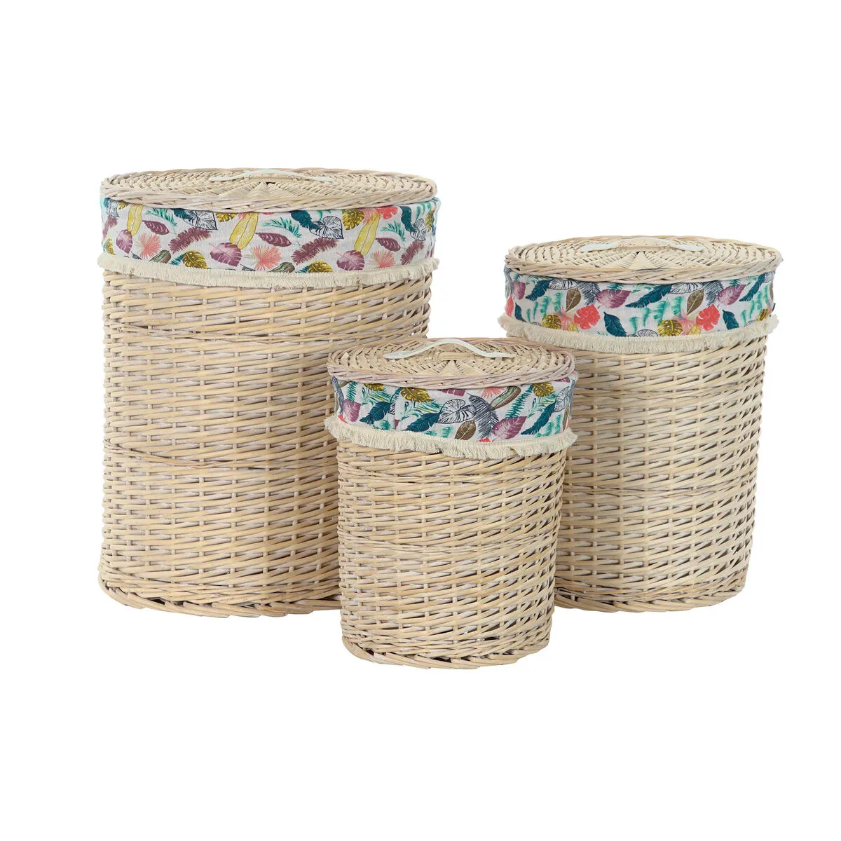 Cesto per i Panni Sporchi DKD Home Decor 46 x 46 x 56 cm Naturale Metallo Multicolore vimini 30 x 40 cm 3 Pezzi