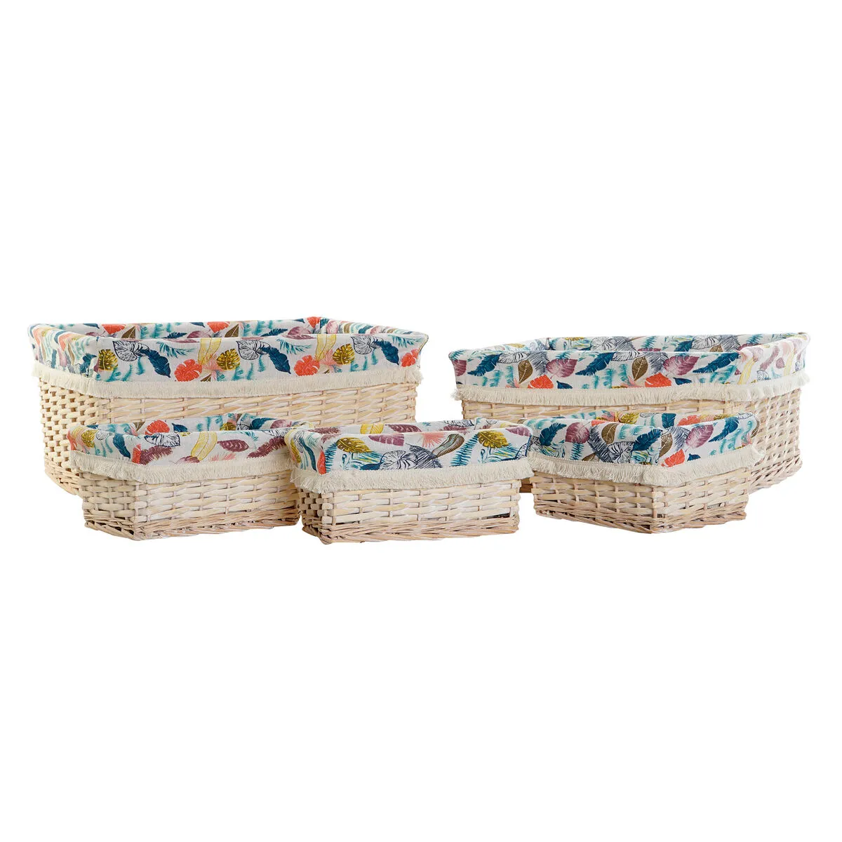 Set di Cestini DKD Home Decor 49 x 40 x 22 cm Poliestere vimini Boho (5 Unità)