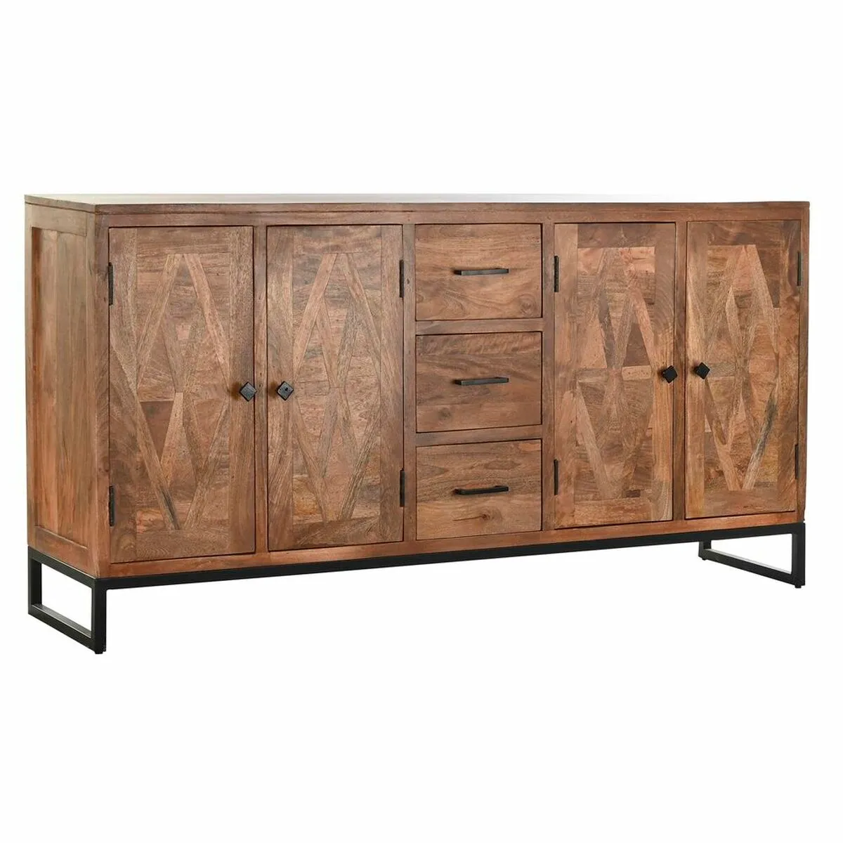 Credenza DKD Home Decor   Marrone Chiaro Marrone Nero Metallo Teca 175 x 40 x 90 cm