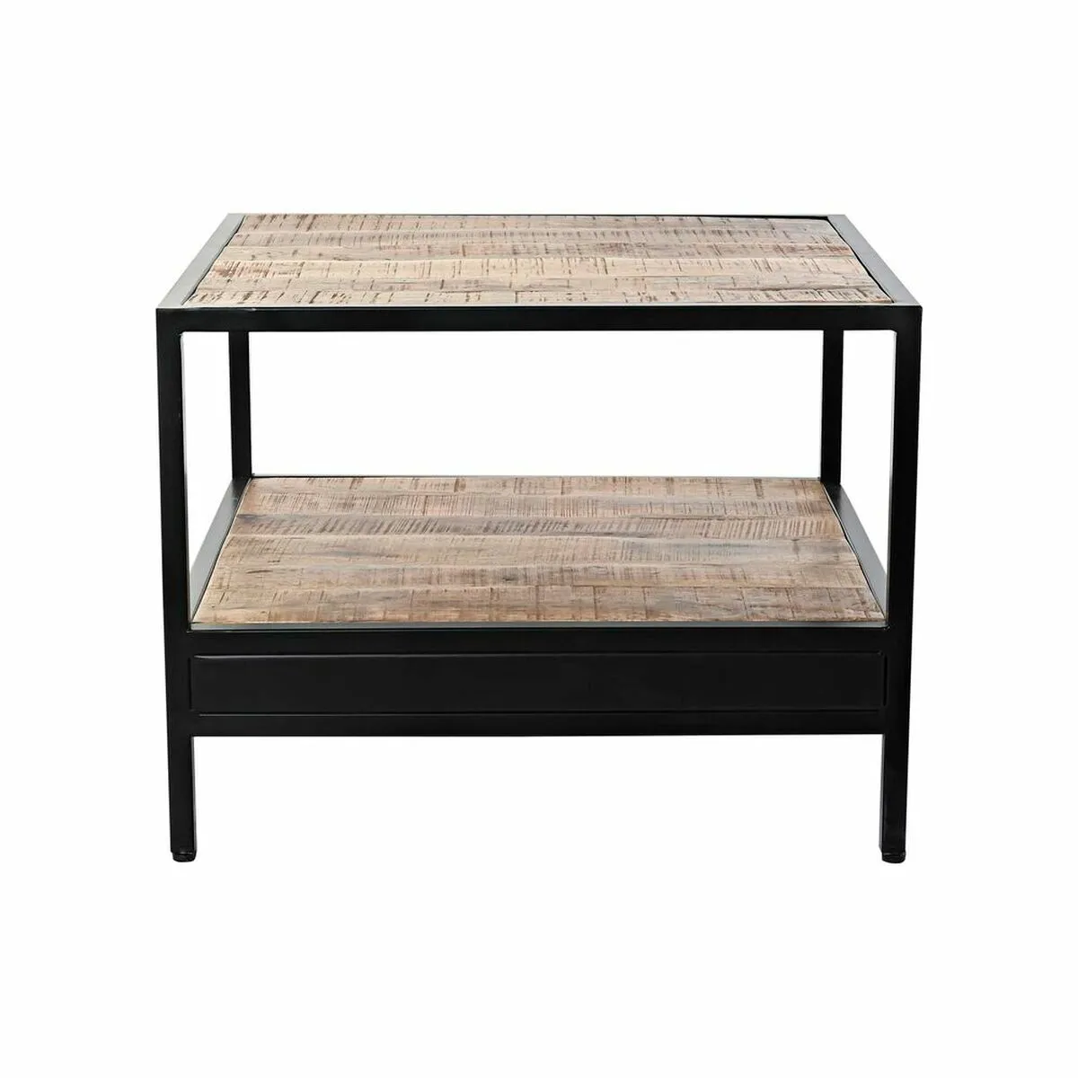 Tavolo aggiuntivo DKD Home Decor Marrone Nero Metallo Legno di mango 60 x 60 x 46 cm