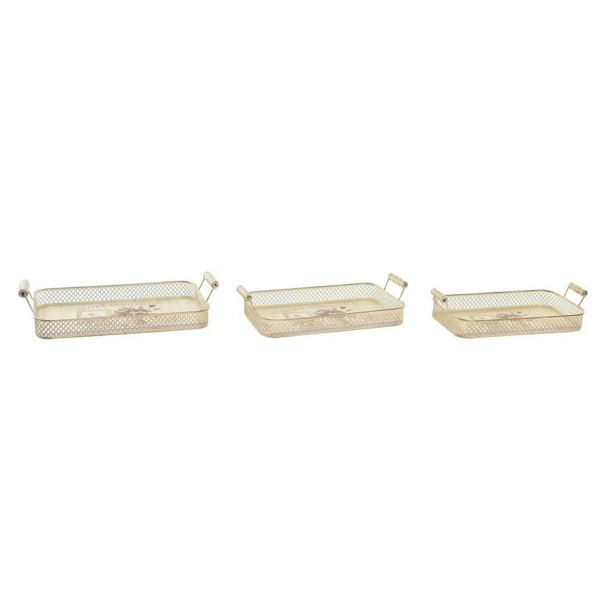 Set di Vassoi DKD Home Decor 40 x 21 x 8 cm Rosa Metallo 8 cm 3 Pezzi Shabby Chic