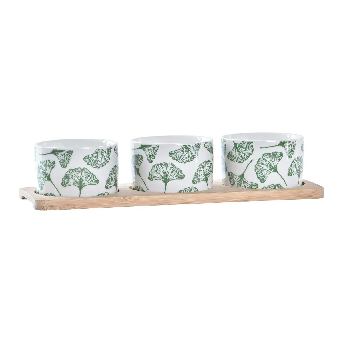 Set da Aperitivo DKD Home Decor Bambù Gres Fogli 3 Pezzi 4 Pezzi 28 x 9,7 x 1,5 cm