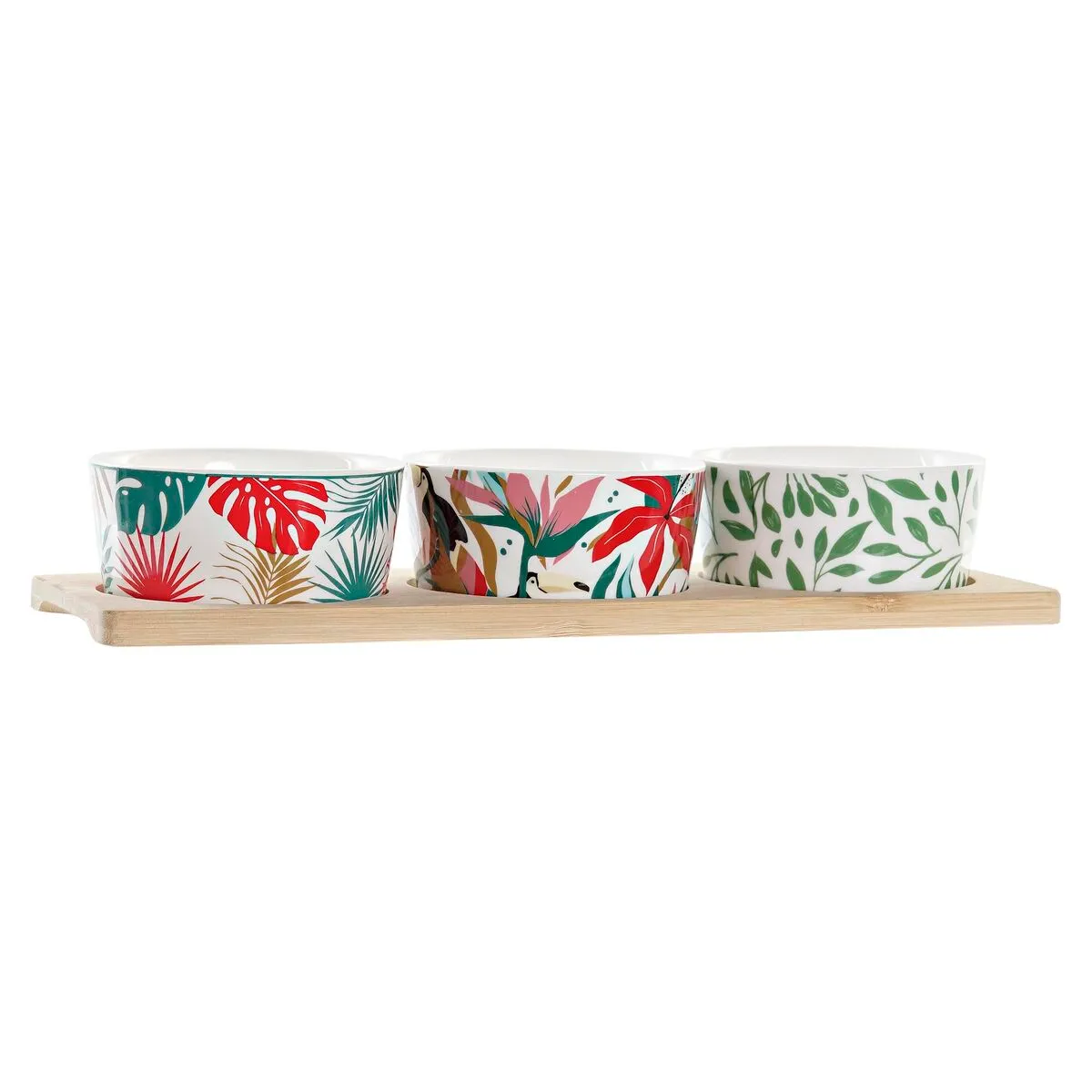 Set da Aperitivo DKD Home Decor Multicolore Metallo Bambù Gres Tropicale 4 Pezzi 30 x 40 cm 28,5 x 10 x 4,6 cm