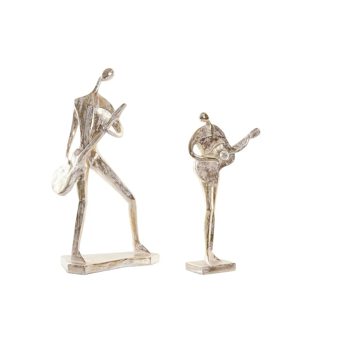 Statua Decorativa DKD Home Decor 21 x 13 x 42 cm 17 x 7,5 x 33 cm Dorato Musicista (2 Unità)