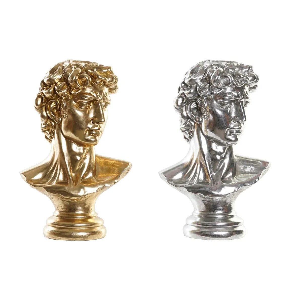 Statua Decorativa DKD Home Decor 24,5 x 17,5 x 36 cm Argentato Dorato Busto Neoclassico (2 Unità)