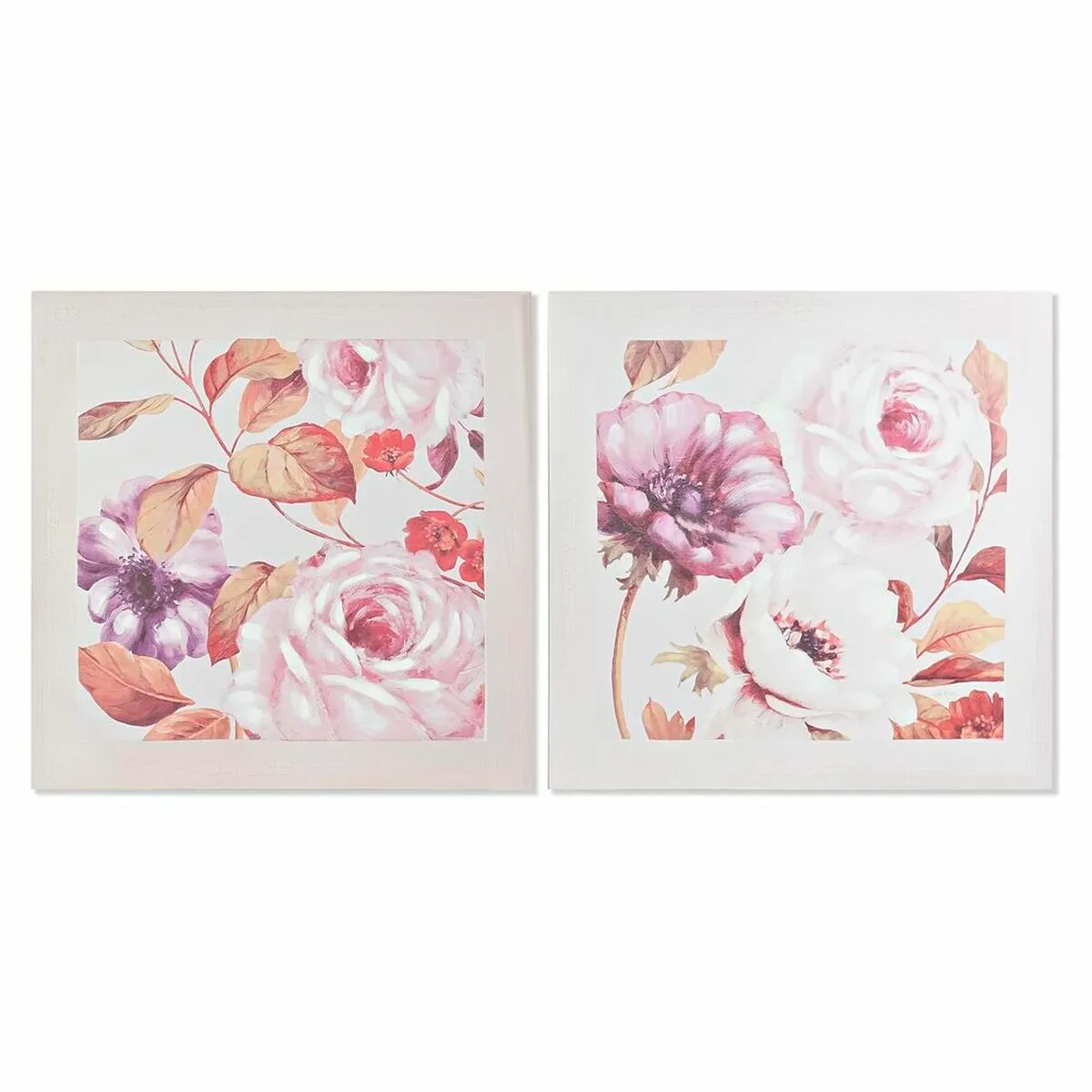 Quadro DKD Home Decor Rose Romantico 70 x 3 x 70 cm (2 Unità)