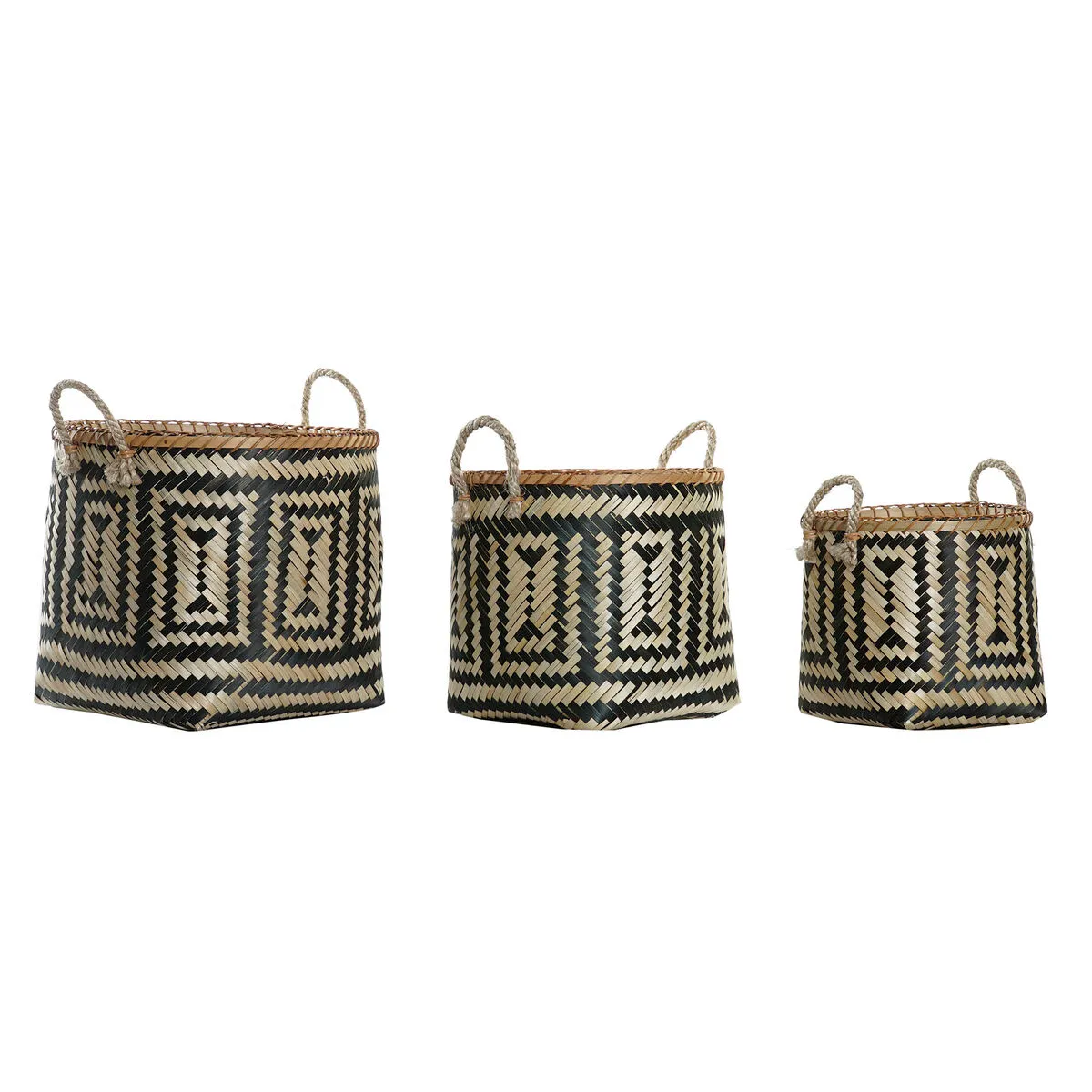 Set di Cestini DKD Home Decor Poliestere Coloniale Bambù (37 x 34 x 28,5 cm)