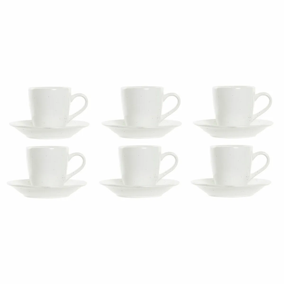 Set di Tazze da Caffè DKD Home Decor Naturale Legno d'albero della gomma Bianco Gres 90 ml