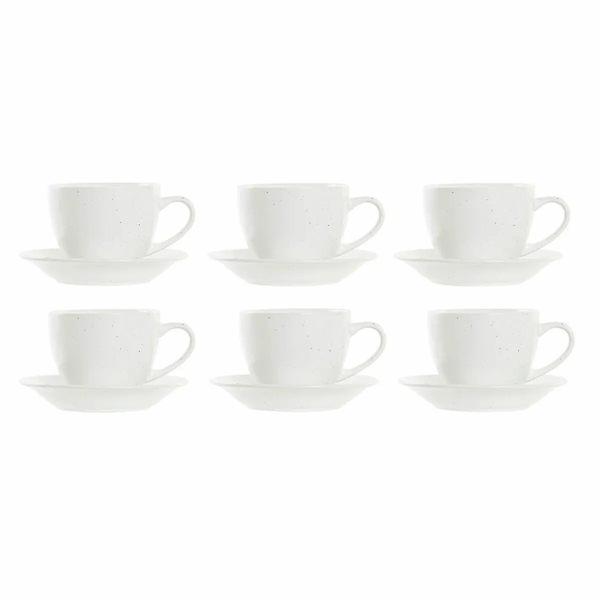 Set di Tazze da Caffè DKD Home Decor Naturale Legno d'albero della gomma Bianco Gres 150 ml