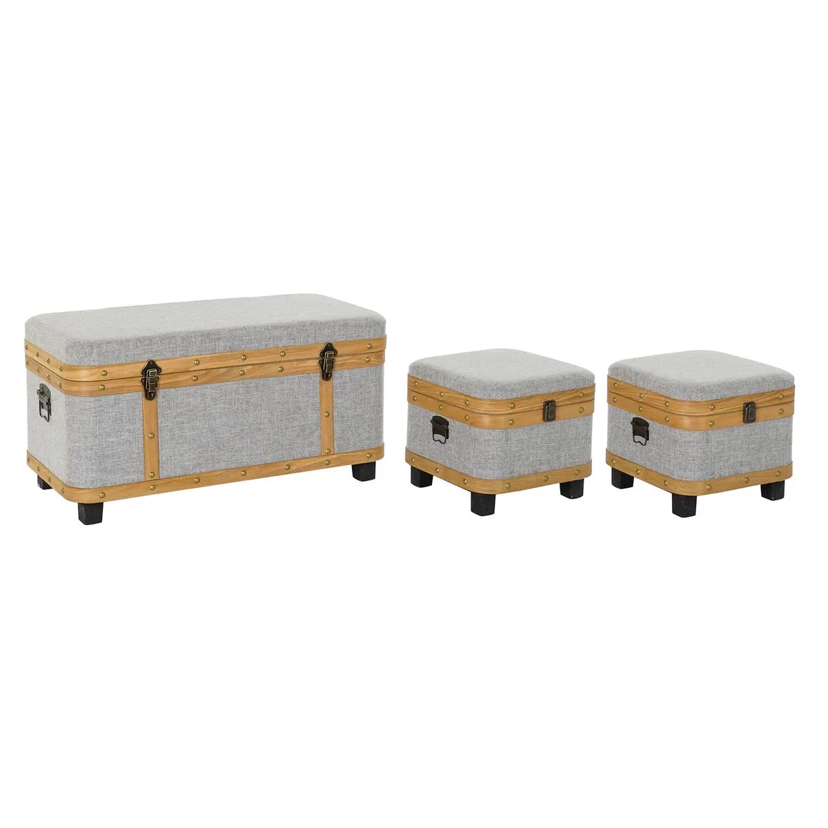 Set di Bauli DKD Home Decor 80 x 42 x 42 cm Legno Poliestere