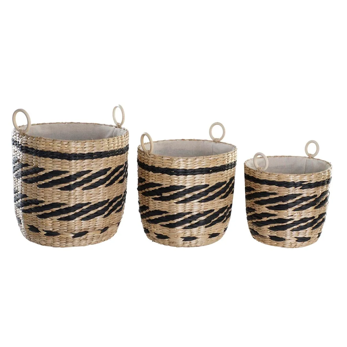 Set di Cestini DKD Home Decor Poliestere Coloniale Fibra (38 x 38 x 36 cm)