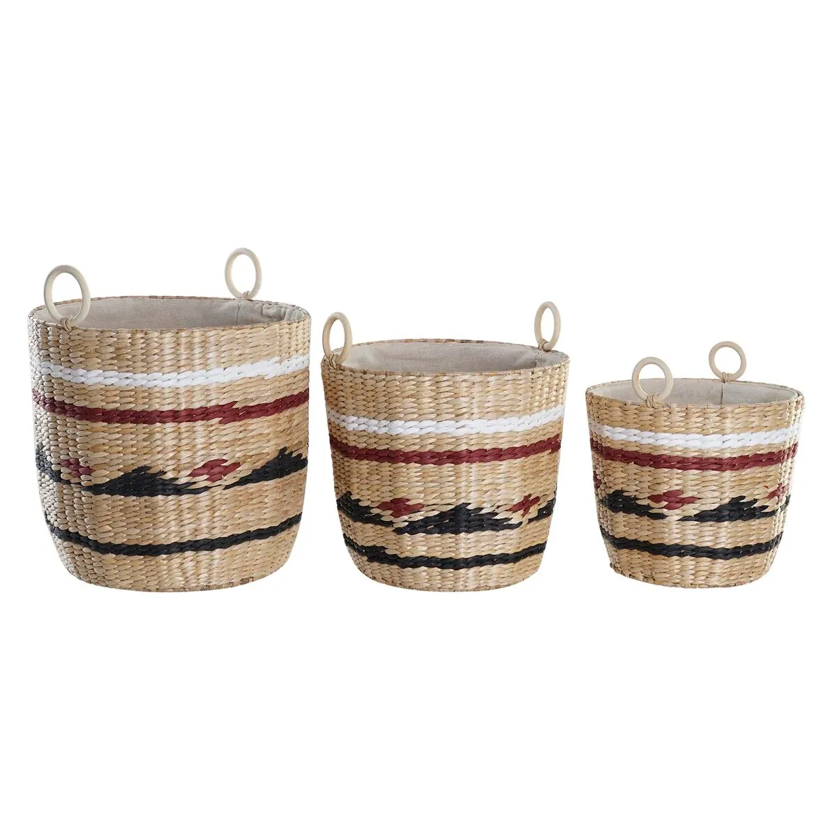 Set di Cestini DKD Home Decor Poliestere Coloniale Fibra (38 x 38 x 36 cm)