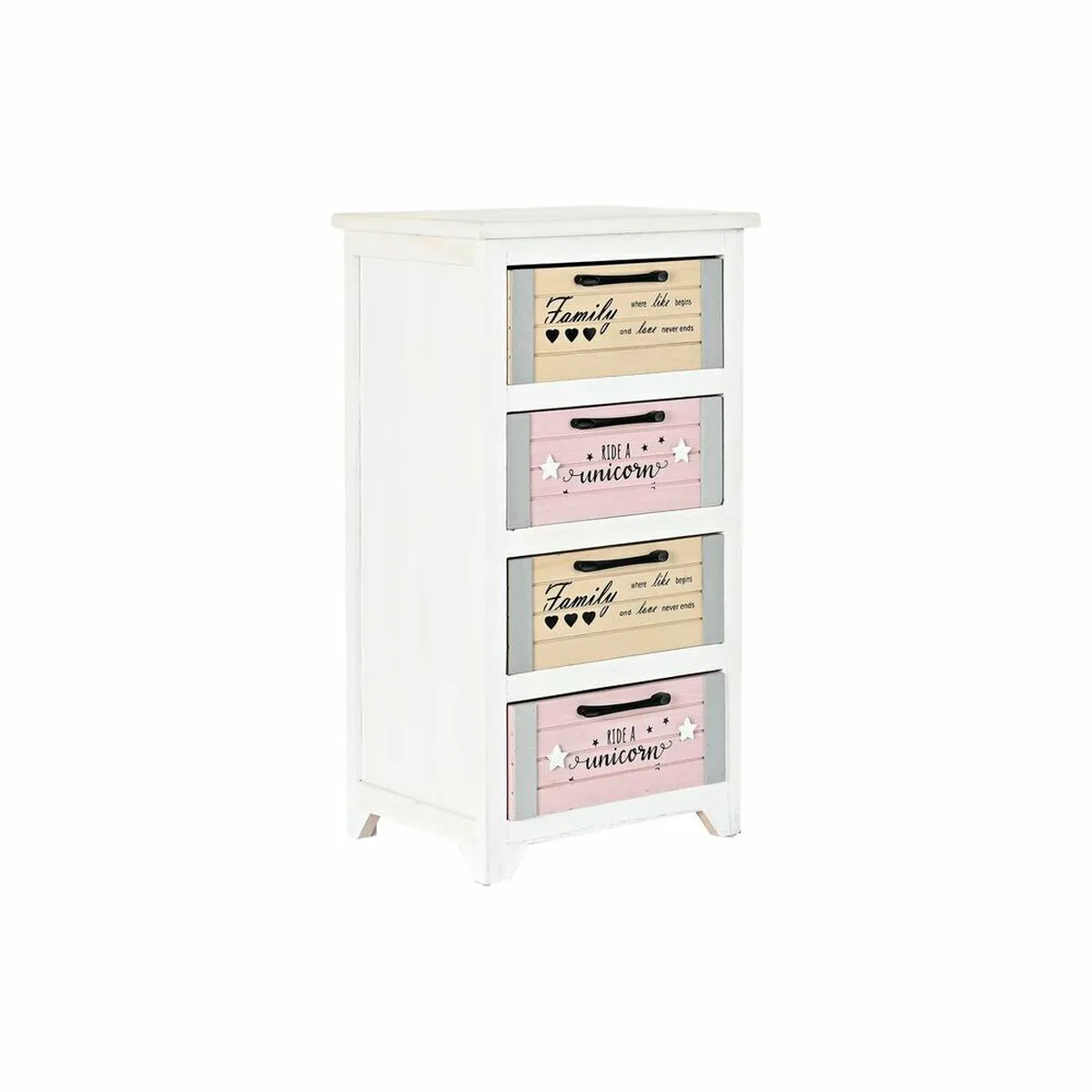 Cassettiera DKD Home Decor Grigio Beige Rosa Bianco Per bambini Legno di  paulownia (40 x 29 x 73,5 cm)