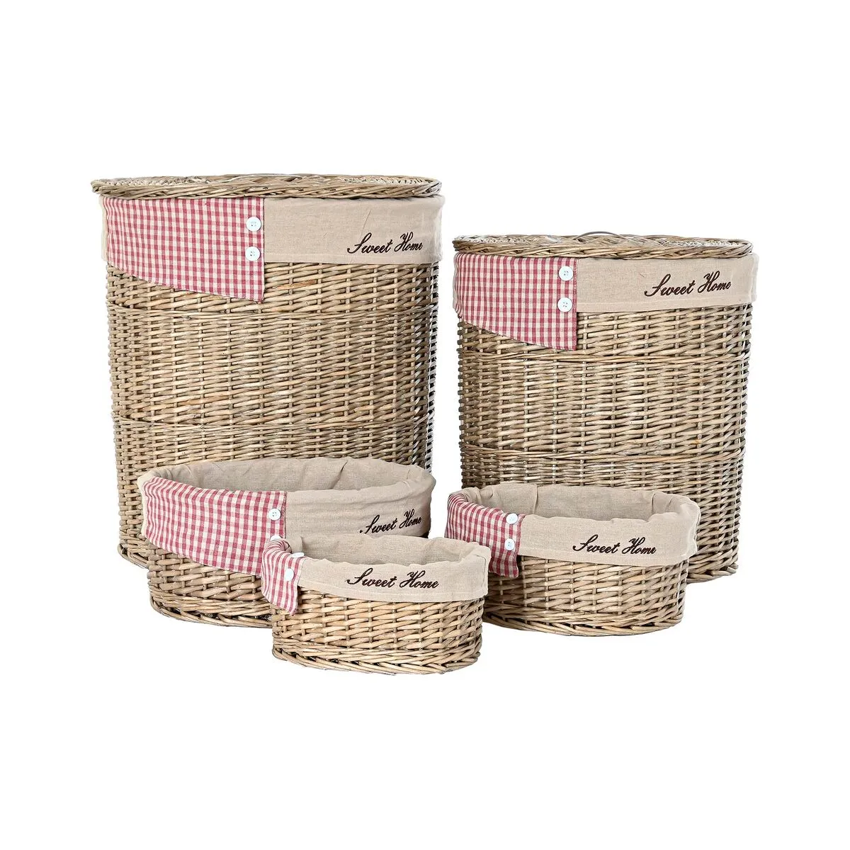 Set di Cesti DKD Home Decor Naturale Poliestere vimini (51 x 37 x 56 cm) (5 Pezzi)