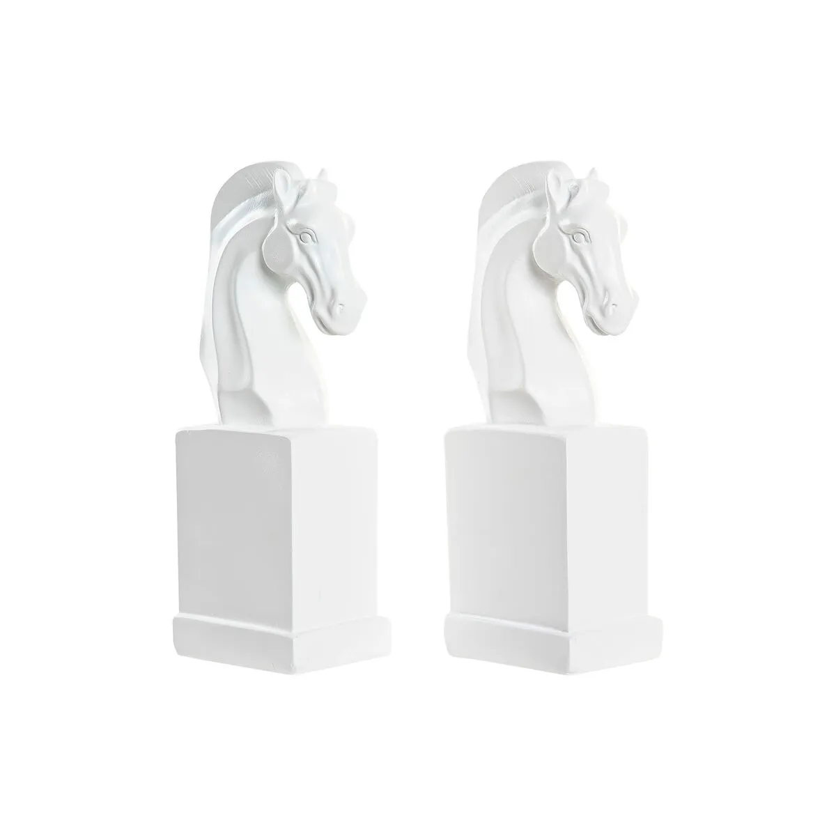 Fermalibri DKD Home Decor Scacchi Bianco Resina Cavallo 10 x 7 x 24 cm