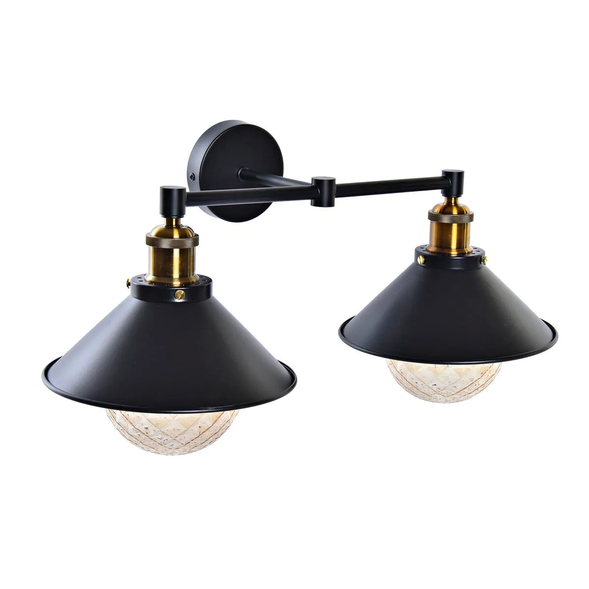 Lampada da Parete DKD Home Decor Nero Dorato Metallo 220 V 50 W (52 x 24 x 20 cm)