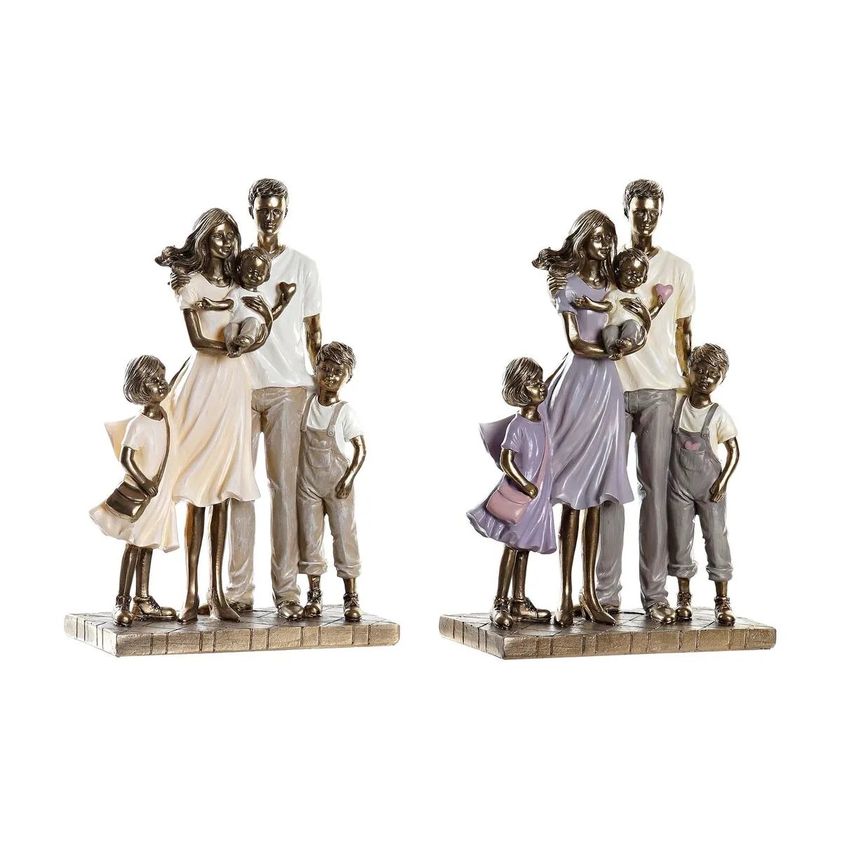 Statua Decorativa DKD Home Decor 17,5 x 8,5 x 26 cm Dorato Famiglia (2 Unità)