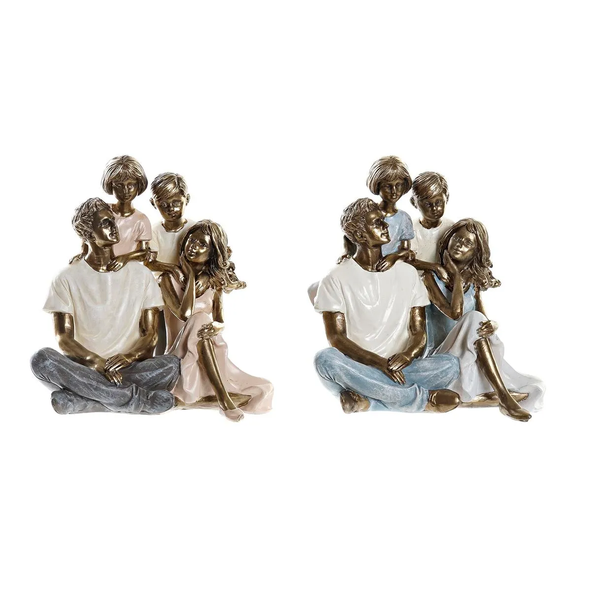 Statua Decorativa DKD Home Decor 14,5 x 14,5 x 15 cm Rame Famiglia (2 Unità)