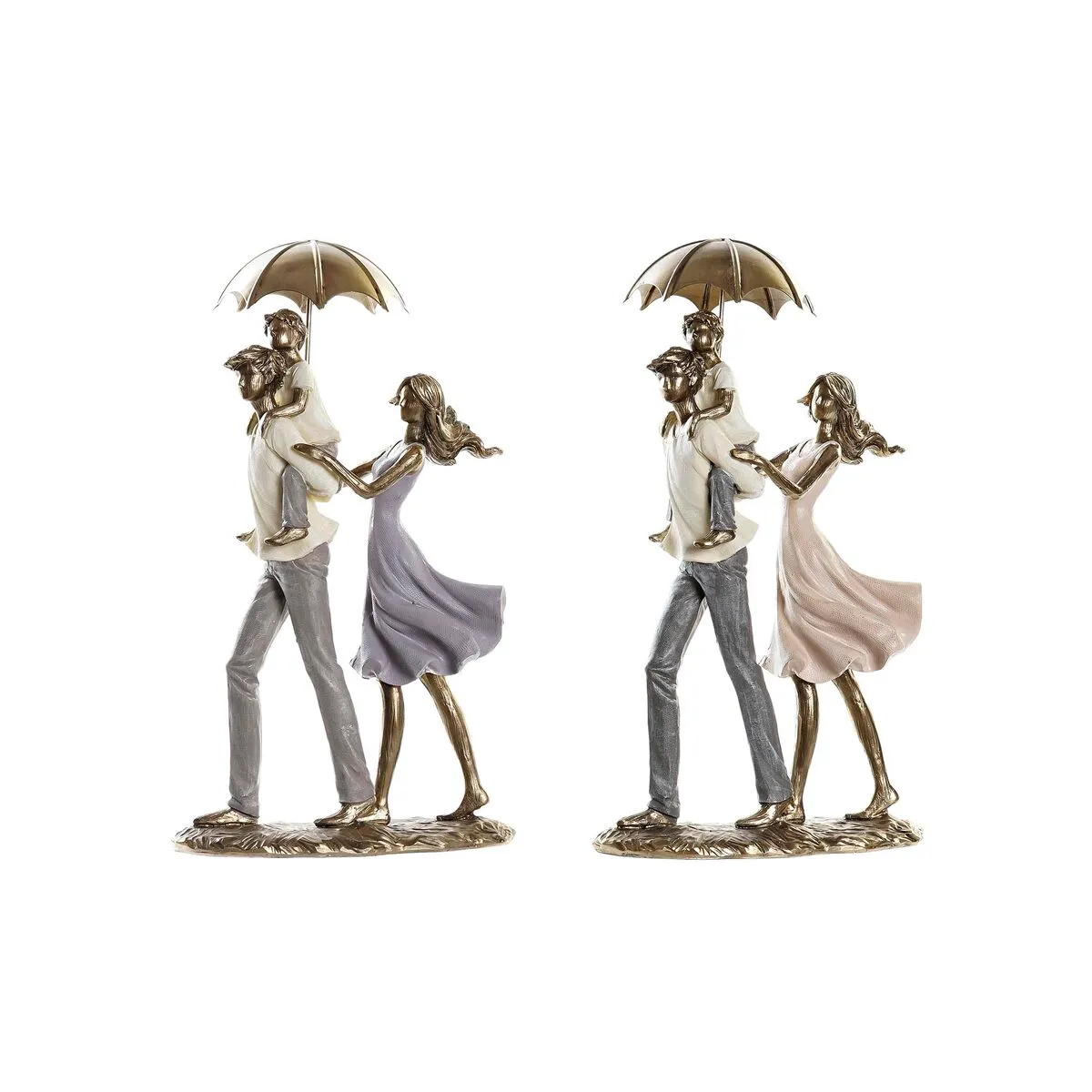 Statua Decorativa DKD Home Decor Ombrelli 17,5 x 8,5 x 31 cm Rame Famiglia (2 Unità)