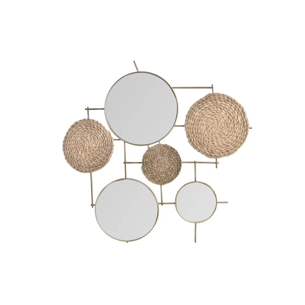 Decorazione da Parete DKD Home Decor Specchio Naturale Metallo Marrone Rame Fibra (72 x 3,5 x 74 cm)