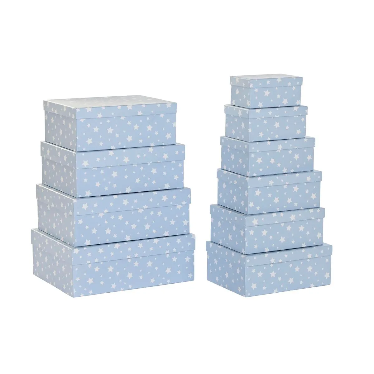 Set di Scatole per Sistemare Impilabili DKD Home Decor Bianco Blu cielo Per bambini Cartone (43,5 x 33,5 x 15,5 cm)