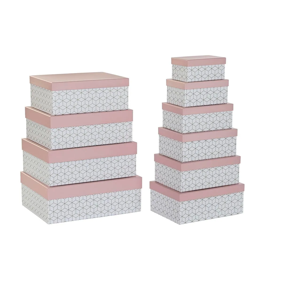 Set di Scatole per Sistemare Impilabili DKD Home Decor Dorato Bianco Rosa chiaro Cartone (43,5 x 33,5 x 15,5 cm)