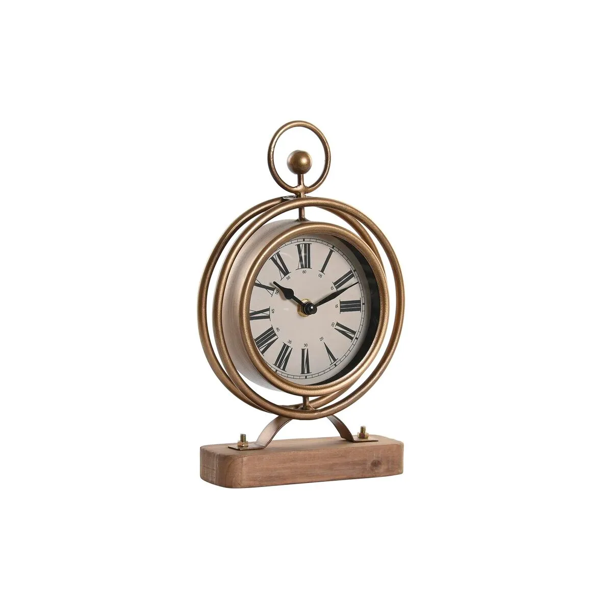 Orologio da Tavolo DKD Home Decor Dorato Ferro Legno MDF Tradizionale 16,5 x 5,5 x 27 cm