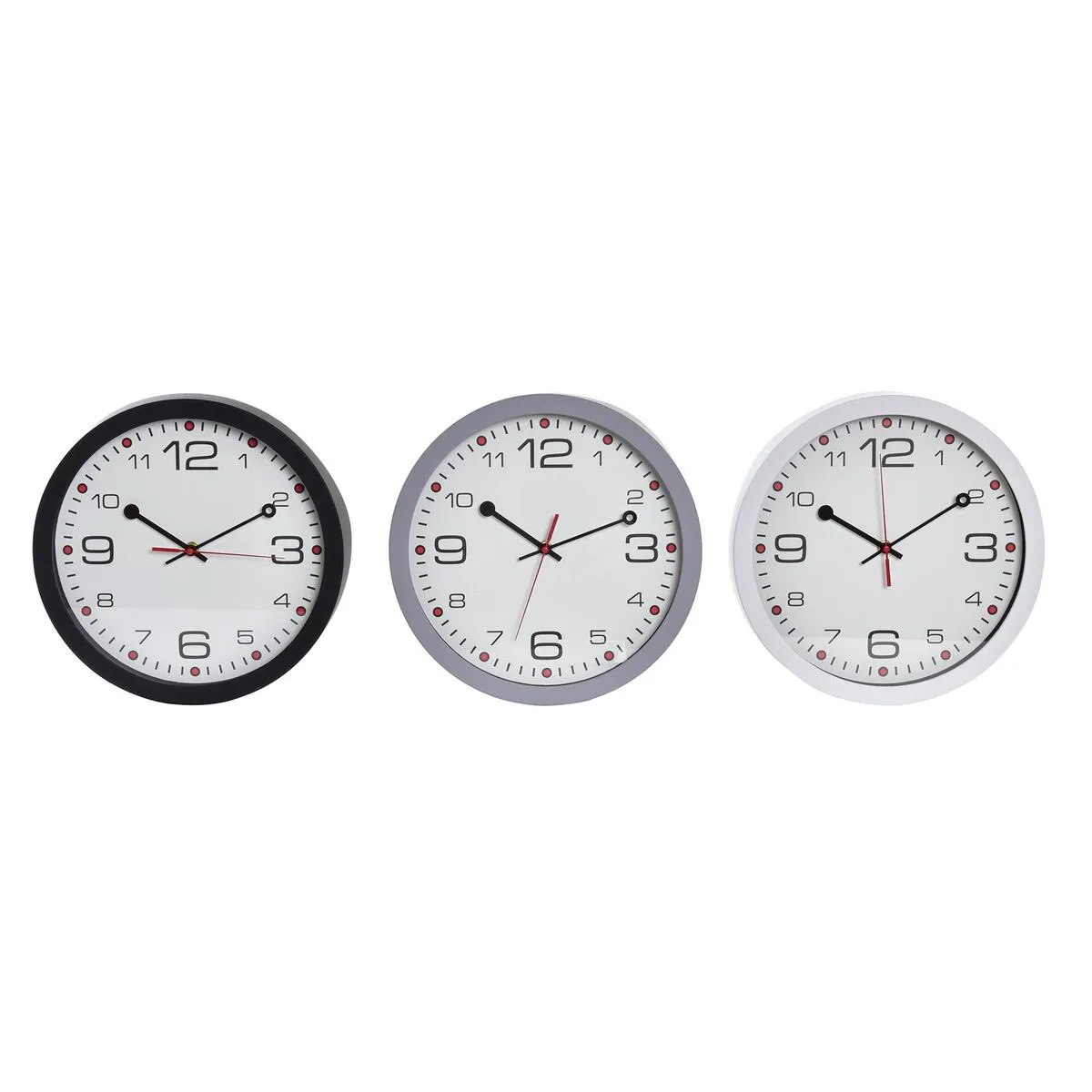 Orologio da Parete DKD Home Decor Bianco Nero Grigio Bianco/Nero PVC Metallo Cristallo 3 Pezzi 30 x 40 cm 30 x 4,3 x 30 cm