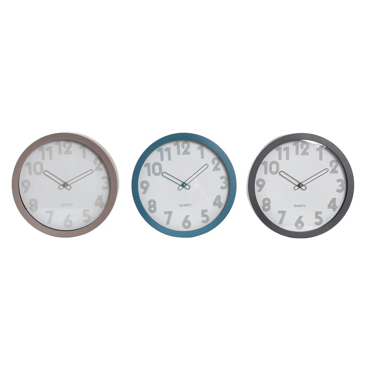 Orologio da Parete DKD Home Decor Beige Grigio Turchese PVC Cristallo 3 Pezzi 30 x 4,3 x 30 cm