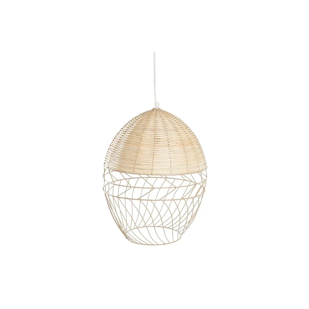 Lampadario DKD Home Decor Metallo Bianco Marrone Chiaro Rattan 50 W (30 x 30 x 38 cm)