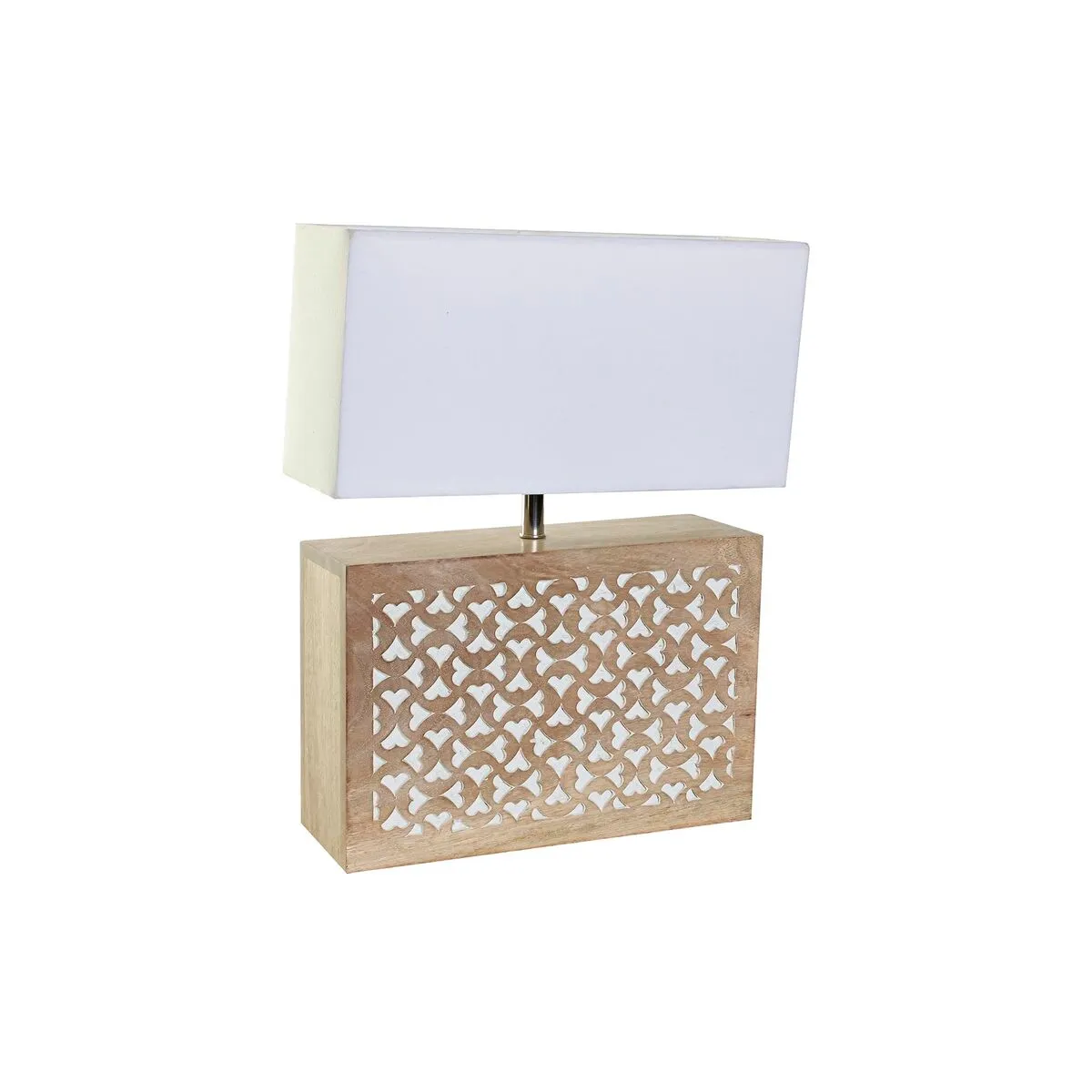 Lampada da tavolo DKD Home Decor Marrone Poliestere Bianco Legno di mango 50 W (33 x 12 x 41 cm)