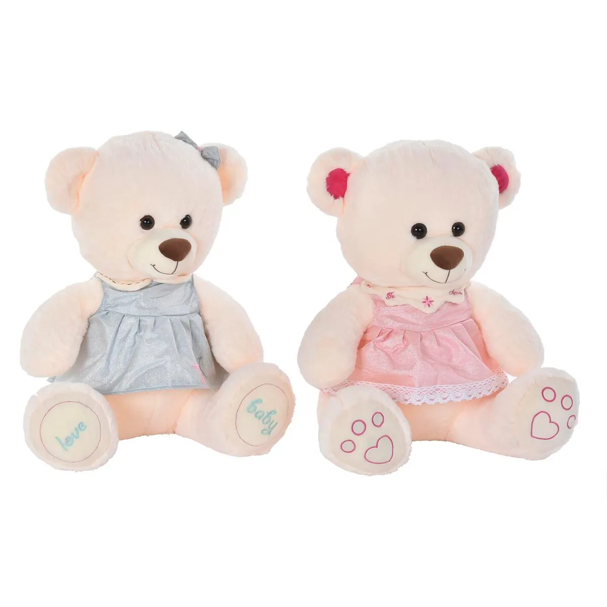 Orsetto di Peluche DKD Home Decor Beige Rosa Verde Per bambini 20 x 20 x 50 cm Orso (2 Unità)