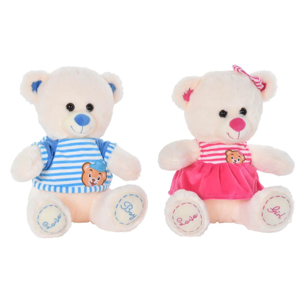 Orsetto di Peluche DKD Home Decor Azzurro Beige Rosa Per bambini Orso 27 x 20 x 30 cm (2 Unità)