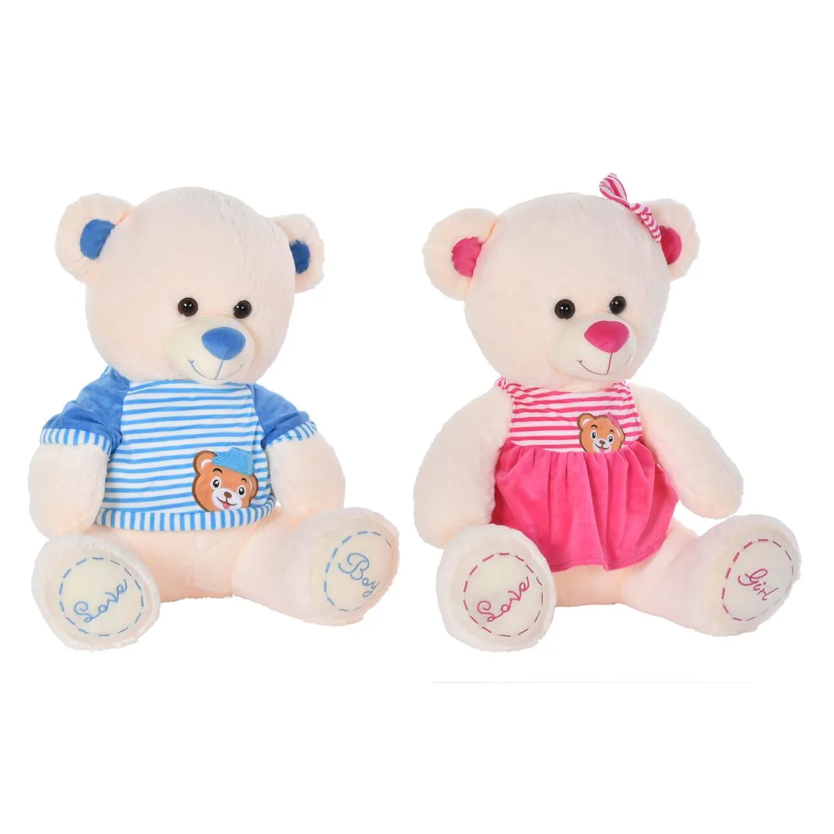 Orsetto di Peluche DKD Home Decor Beige Azzurro Rosa Per bambini Orso 25 x 25 x 50 cm (2 Unità)