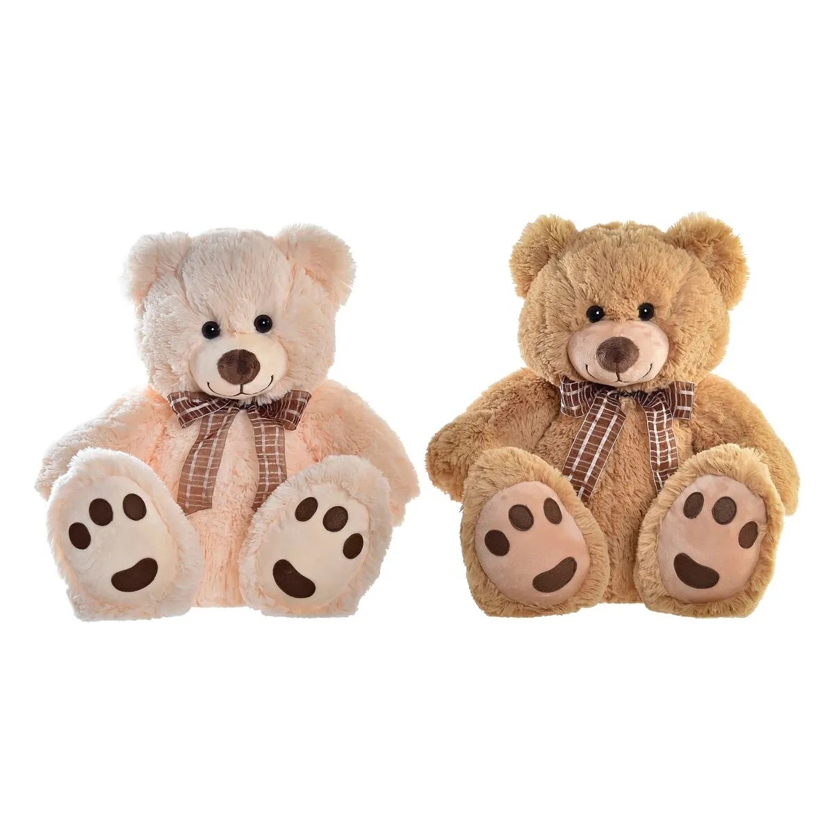 Orsetto di Peluche DKD Home Decor Fiocco 35 x 30 x 41 cm Beige Marrone Per bambini Orso (2 Unità)